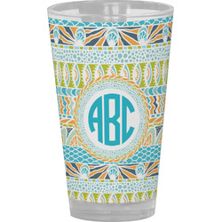 Abstract Teal Stripes Pint Glass - Full Color (Personalized)