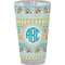 Abstract Teal Stripes Pint Glass - Full Color - Front View