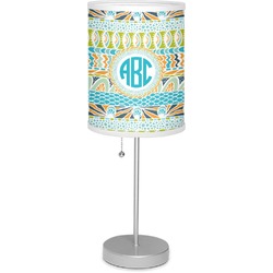 Abstract Teal Stripes 7" Drum Lamp with Shade Linen (Personalized)