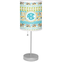 Abstract Teal Stripes Lamp with Drum Shade (Personalized)