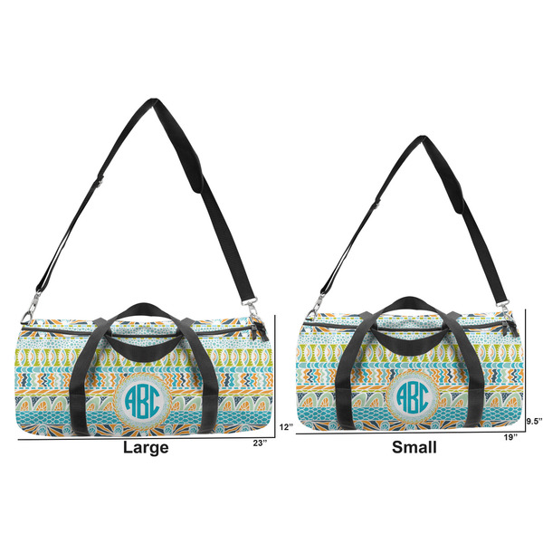 Abstract Teal Stripes Duffle Bag Small and Large