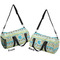 Abstract Teal Stripes Duffle bag large front and back sides
