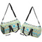 Abstract Teal Stripes Duffle bag small front and back sides