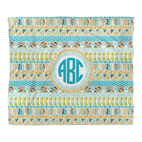 Abstract Teal Stripes Duvet Cover - King - Front