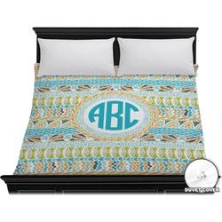 Abstract Teal Stripes Duvet Cover - King (Personalized)