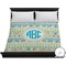 Abstract Teal Stripes Duvet Cover - King (Personalized)