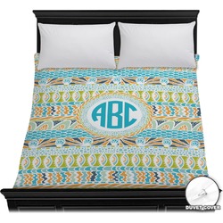Abstract Teal Stripes Duvet Cover - Full / Queen (Personalized)