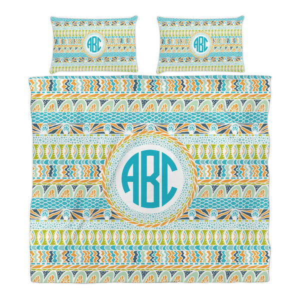 Abstract Teal Stripes Duvet Cover Set - King - Alt Approval