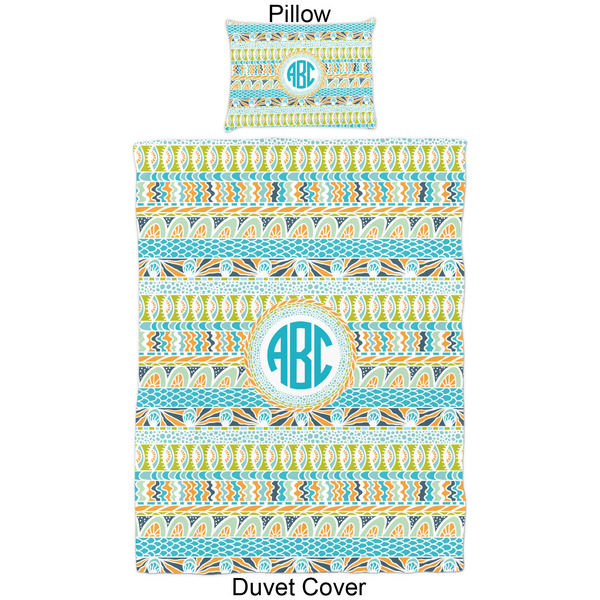 Abstract Teal Stripes Duvet Cover Set - Twin - Approval