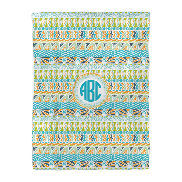 Abstract Teal Stripes Duvet Cover - Twin XL - Front