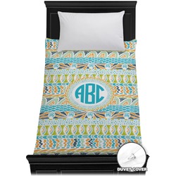 Abstract Teal Stripes Duvet Cover - Twin (Personalized)