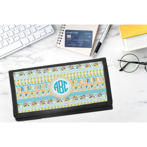 Abstract Teal Stripes DyeTrans Checkbook Cover - LIFESTYLE