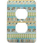 Abstract Teal Stripes Electric Outlet Plate