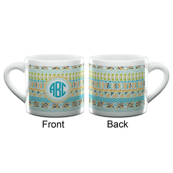 Abstract Teal Stripes Espresso Cup - 6oz (Double Shot) (APPROVAL)