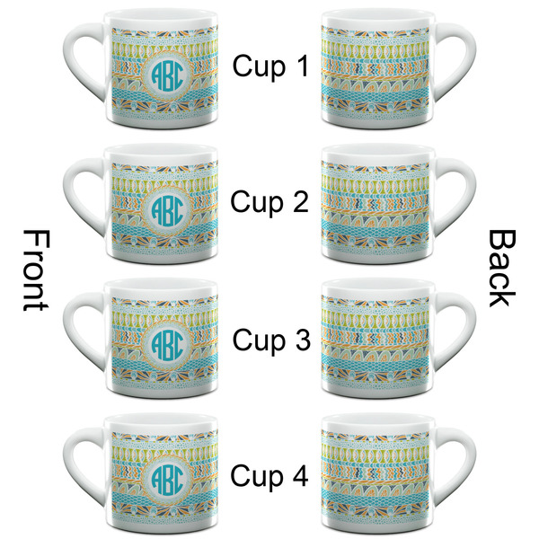 Abstract Teal Stripes Espresso Cup - 6oz (Double Shot Set of 4) APPROVAL