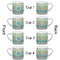 Abstract Teal Stripes Espresso Cup - 6oz (Double Shot Set of 4) APPROVAL