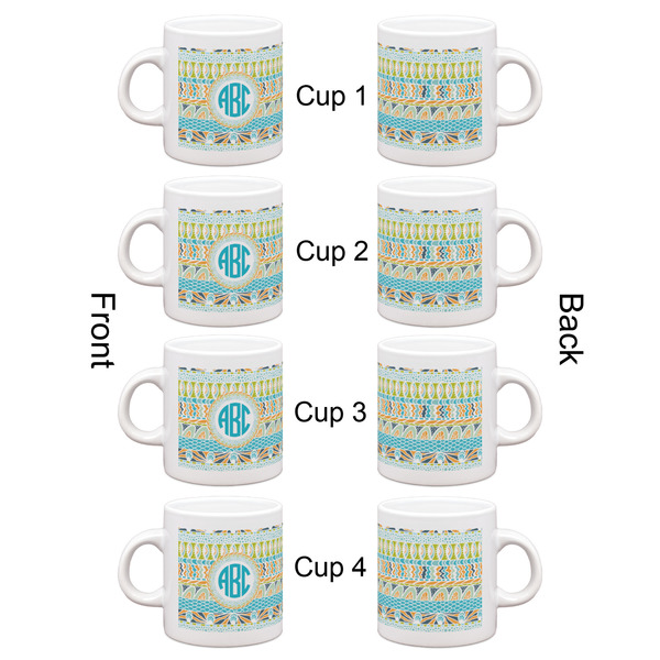 Abstract Teal Stripes Espresso Cup Set of 4 - Apvl
