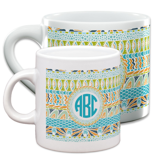 Abstract Teal Stripes Espresso Mugs - Main Parent