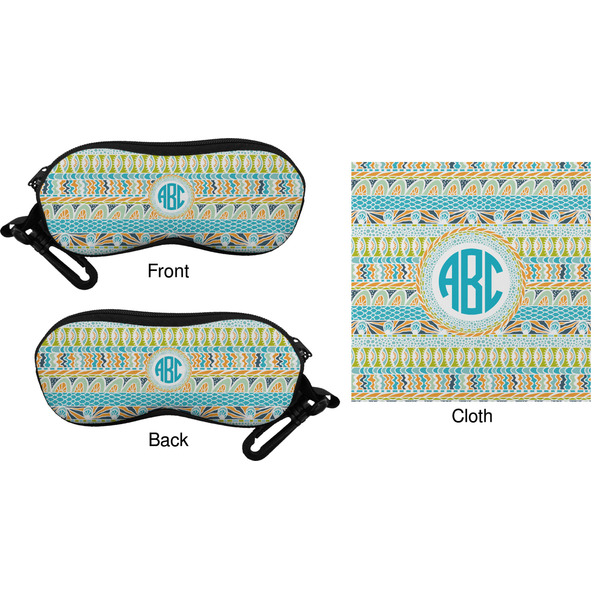 Abstract Teal Stripes Eyeglass Case & Cloth (Approval)