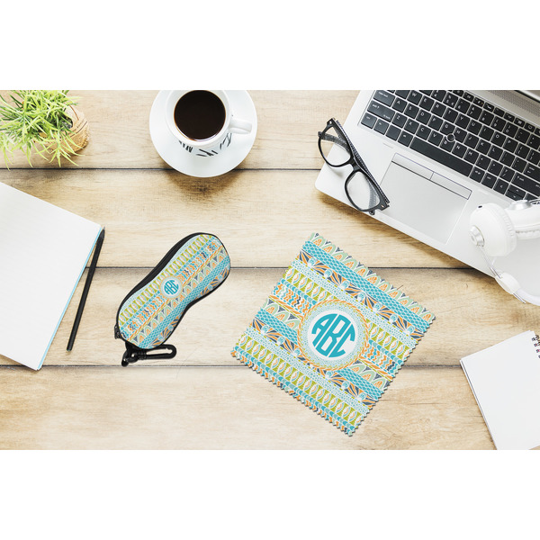 Abstract Teal Stripes Eyeglass Case and Cloth Set - LIFESTYLE