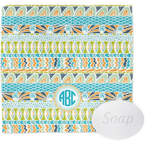 Custom Abstract Teal Stripes Washcloth (Personalized)