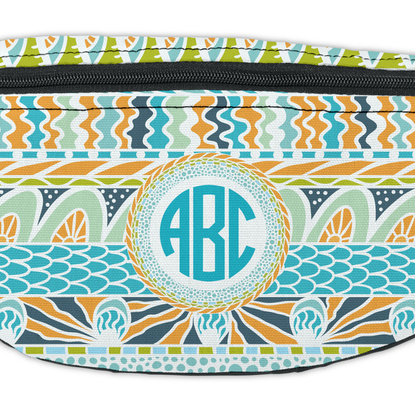 Abstract Teal Stripes Fanny Pack - Closeup