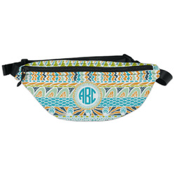 Abstract Teal Stripes Fanny Pack - Classic Style (Personalized)