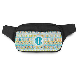 Abstract Teal Stripes Fanny Pack (Personalized)