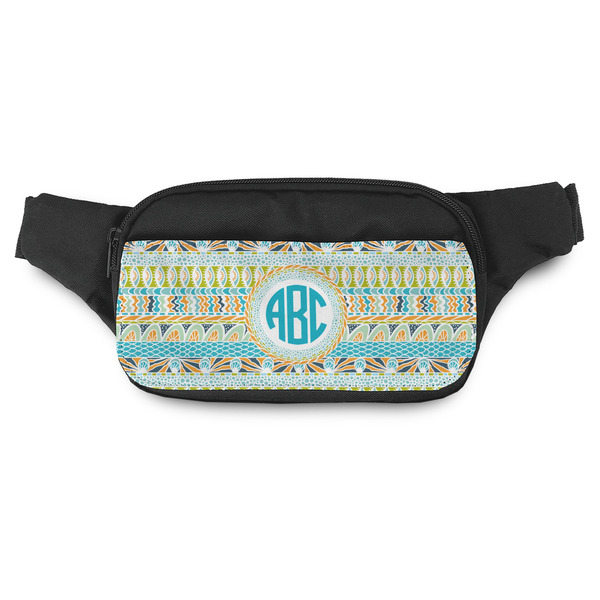 Custom Abstract Teal Stripes Fanny Pack - Modern Style (Personalized)