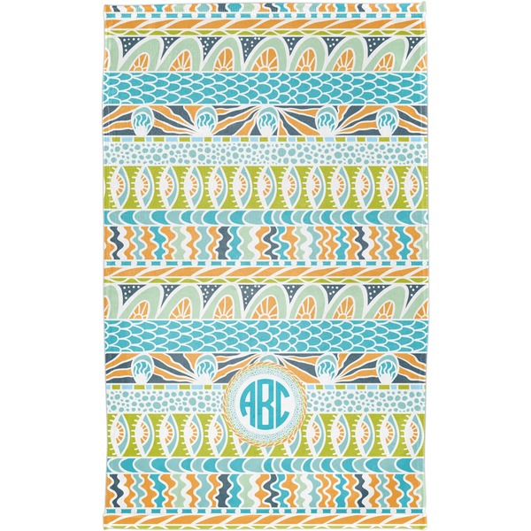 Abstract Teal Stripes Finger Tip Towel - Full View
