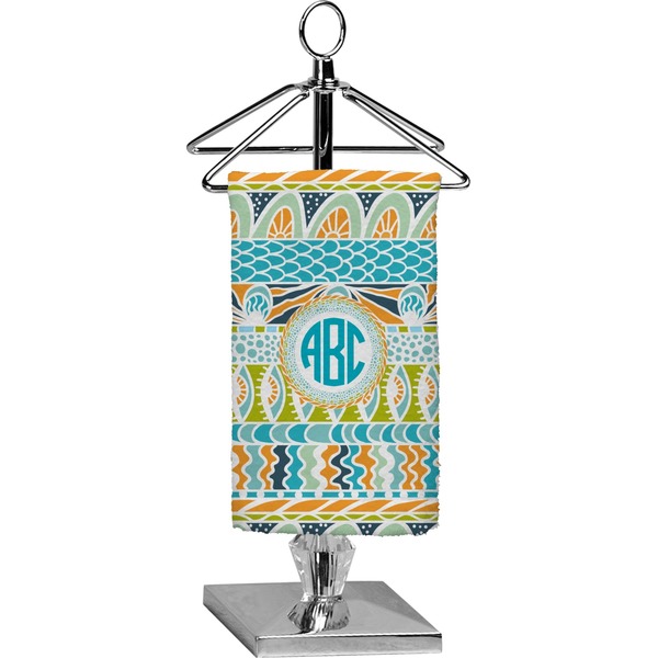 Custom Abstract Teal Stripes Finger Tip Towel - Full Print (Personalized)