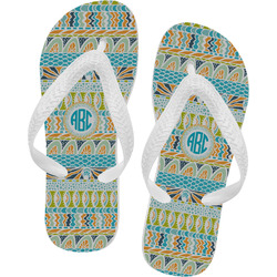 Abstract Teal Stripes Flip Flops (Personalized)