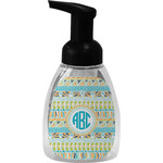 Abstract Teal Stripes Foam Soap Bottle - Black (Personalized)