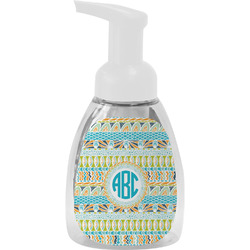 Abstract Teal Stripes Foam Soap Bottle - White (Personalized)