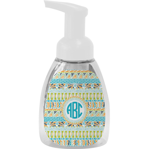 Custom Abstract Teal Stripes Foam Soap Bottle - White (Personalized)
