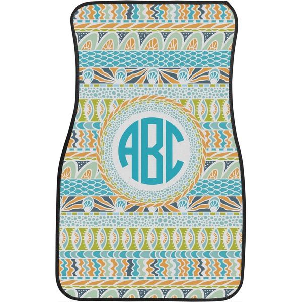 Abstract Teal Stripes Front Seat Car Mat