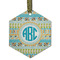 Abstract Teal Stripes Frosted Glass Ornament - Hexagon