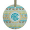Abstract Teal Stripes Frosted Glass Ornament - Round