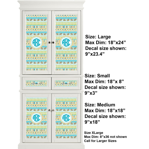 Abstract Teal Stripes Full Cabinet (Show Sizes)