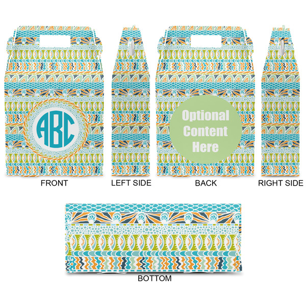 Abstract Teal Stripes Gable Favor Box - Approval