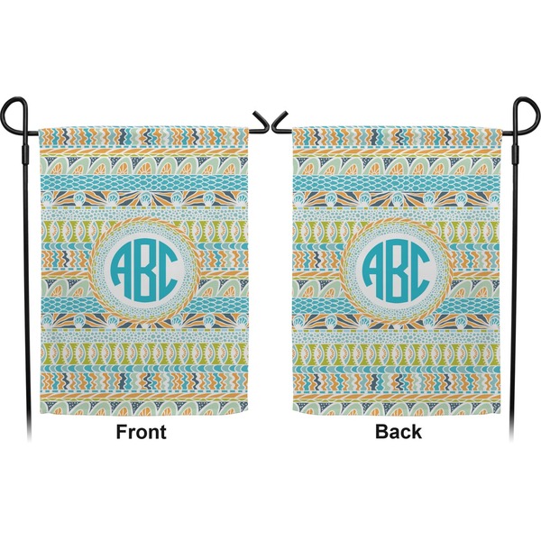 Abstract Teal Stripes Garden Flag - Double Sided Front and Back