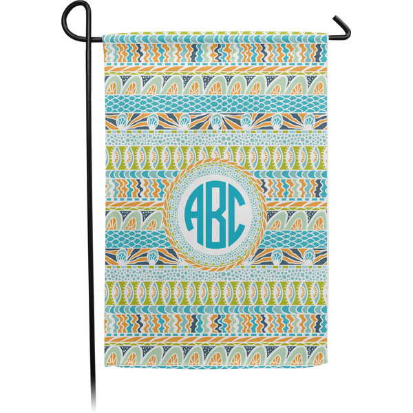 Custom Abstract Teal Stripes Garden Flag (Personalized)