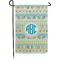 Abstract Teal Stripes Small Garden Flag - Double Sided w/ Monograms