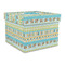 Abstract Teal Stripes Gift Box with Lid - Canvas Wrapped - Large (Personalized)