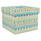Abstract Teal Stripes Gift Boxes with Lid - Canvas Wrapped - X-Large - Front/Main