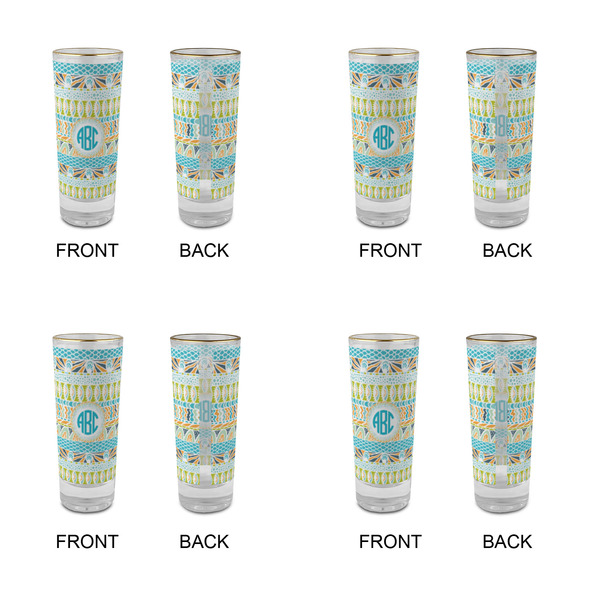 Abstract Teal Stripes Glass Shot Glass - 2 oz - Set of 4 - APPROVAL