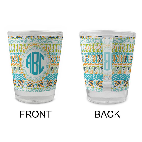 Abstract Teal Stripes Glass Shot Glass - Standard - APPROVAL