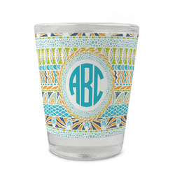 Abstract Teal Stripes Glass Shot Glass - 1.5 oz - Single (Personalized)