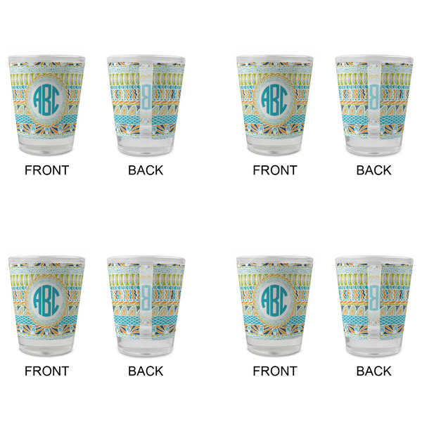 Abstract Teal Stripes Glass Shot Glass - Standard - Set of 4 - APPROVAL