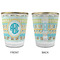 Abstract Teal Stripes Glass Shot Glass - with gold rim - APPROVAL